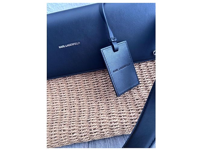 Borsa a mano da donna Karl Lagerfeld in pelle di rafia Nero Paglia - vista 2
