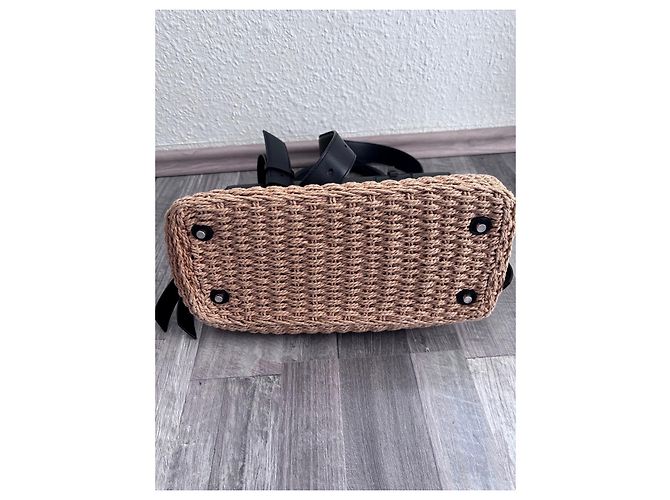 Borsa a mano da donna Karl Lagerfeld in pelle di rafia Nero Paglia - vista 3