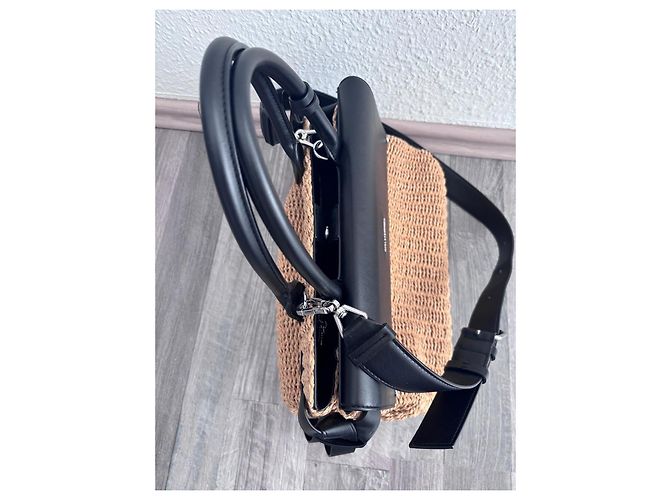 Borsa a mano da donna Karl Lagerfeld in pelle di rafia Nero Paglia - vista 4
