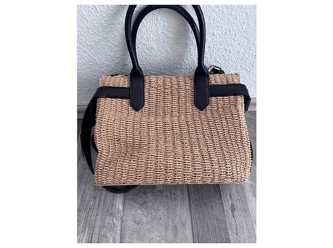 Borsa a mano da donna Karl Lagerfeld in pelle di rafia Nero Paglia - vista 5
