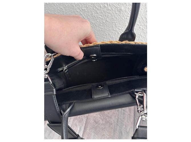 Borsa a mano da donna Karl Lagerfeld in pelle di rafia Nero Paglia - vista 6