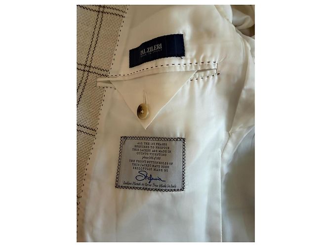 Autre Marque Pal Zileri Beige Check Double-Breasted Blazer - view 3