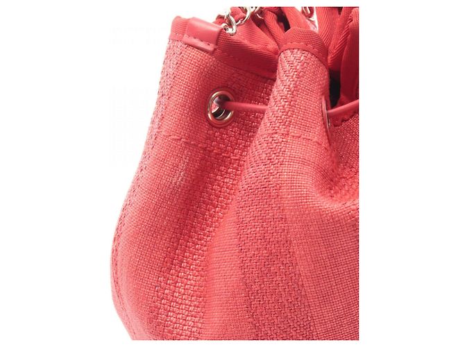 Borsa a Spalla Chanel Deauville Rosso - vista 6