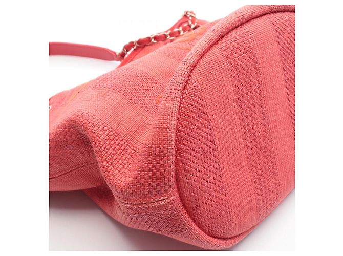 Borsa a Spalla Chanel Deauville Rosso - vista 7