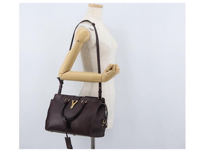 SAINT LAURENT petit cabas Borsa a mano in pelle 2 in 1 Viola Oro Auth BA11112 D'oro Porpora - vista 25