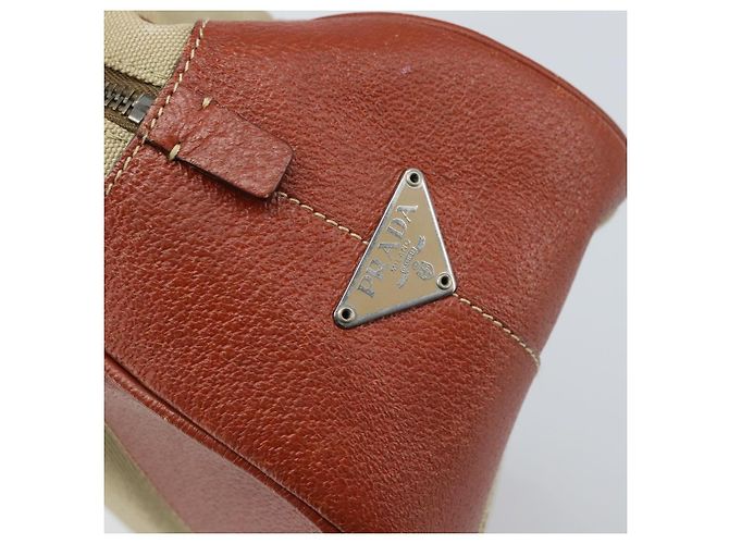 PRADA Tote Bag aus Canvas Beige Silber Authentisch ka2799 - Ansicht 18