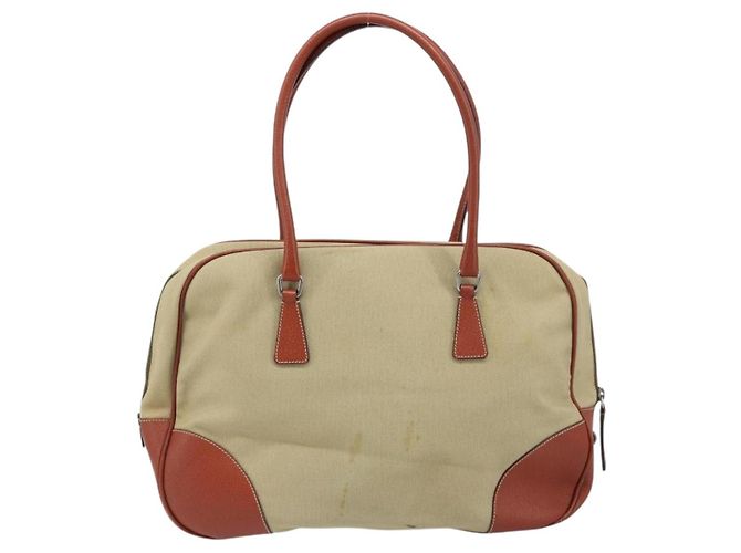 PRADA Tote Bag aus Canvas Beige Silber Authentisch ka2799 - Ansicht 2
