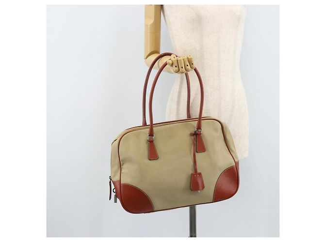 PRADA Tote Bag aus Canvas Beige Silber Authentisch ka2799 - Ansicht 25