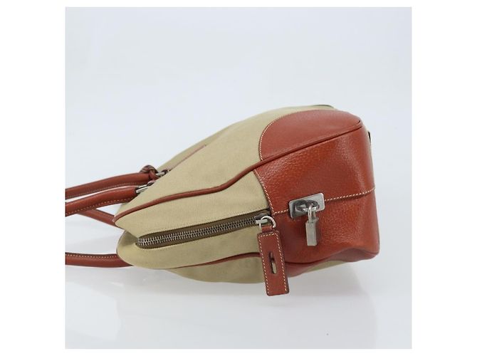 PRADA Tote Bag aus Canvas Beige Silber Authentisch ka2799 - Ansicht 4