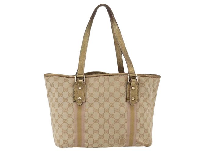 GUCCI GG Canvas Tote Bag Beige Gold 137396 Auth BA11082 - Ansicht 3