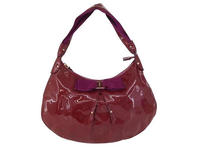 Borsa a mano Salvatore Ferragamo in pelle verniciata viola e oro Auth BA10072 D'oro Porpora - vista 13
