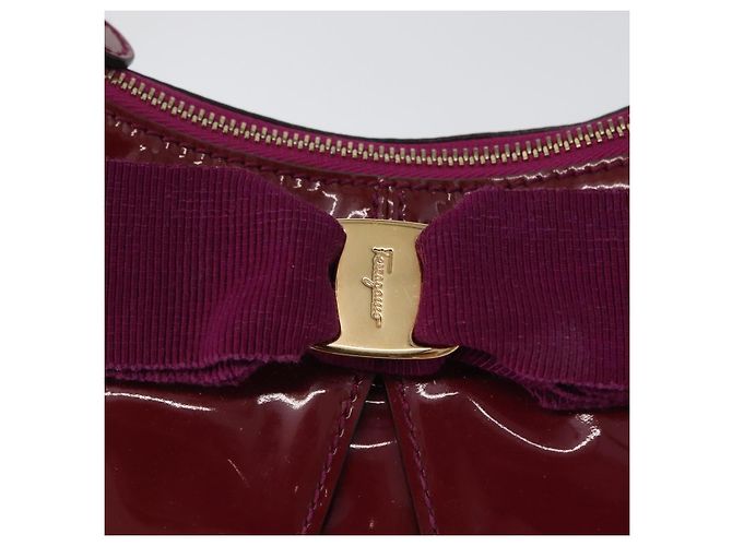Borsa a mano Salvatore Ferragamo in pelle verniciata viola e oro Auth BA10072 D'oro Porpora - vista 17