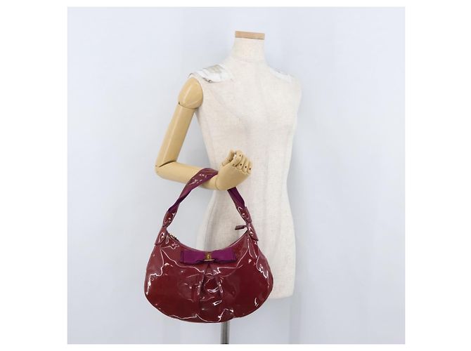 Borsa a mano Salvatore Ferragamo in pelle verniciata viola e oro Auth BA10072 D'oro Porpora - vista 23