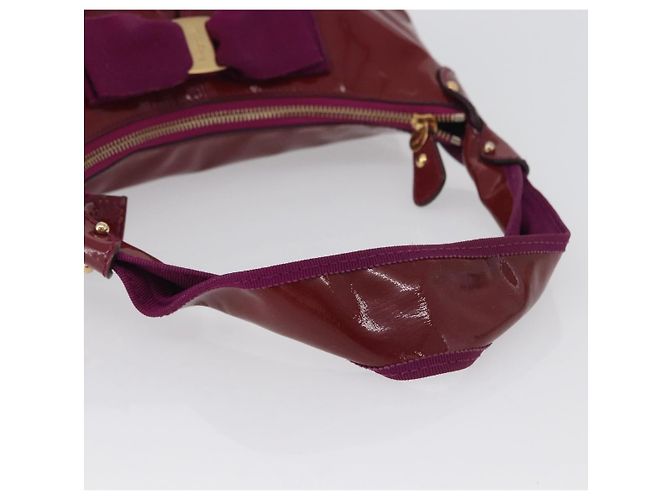 Borsa a mano Salvatore Ferragamo in pelle verniciata viola e oro Auth BA10072 D'oro Porpora - vista 7
