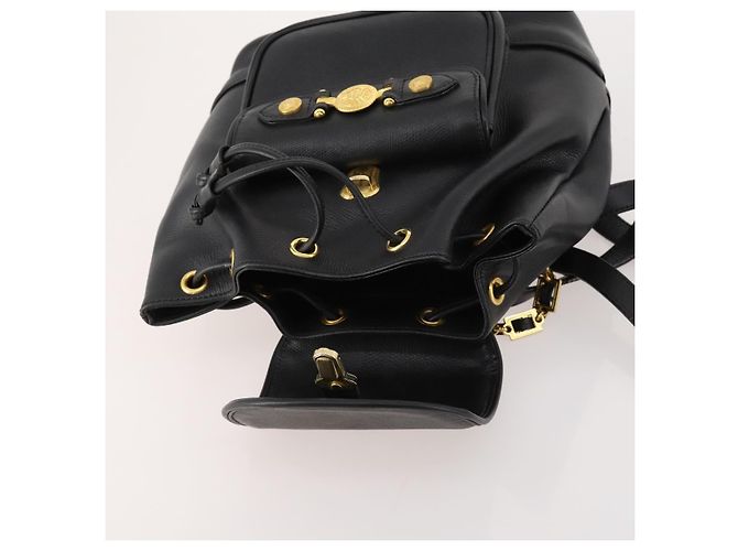 Zaino in pelle nero e oro Gianni Versace Auth BA10433 D'oro - vista 10