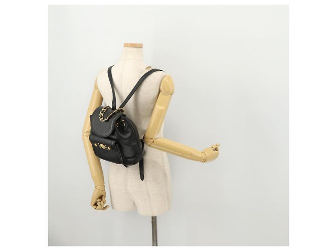 Zaino in pelle nero e oro Gianni Versace Auth BA10433 D'oro - vista 26