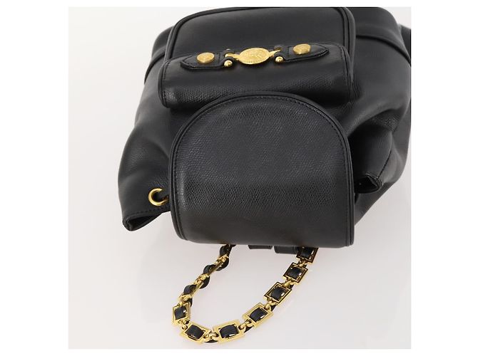 Zaino in pelle nero e oro Gianni Versace Auth BA10433 D'oro - vista 6
