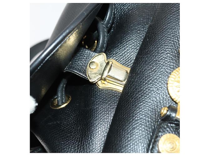 Zaino in pelle nero e oro Gianni Versace Auth BA10433 D'oro - vista 9
