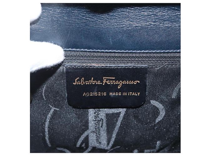 Borsa a mano Salvatore Ferragamo in pelle 2 in 1 blu navy oro Auth ki6504 D'oro - vista 11