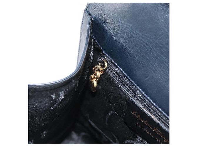 Borsa a mano Salvatore Ferragamo in pelle 2 in 1 blu navy oro Auth ki6504 D'oro - vista 26