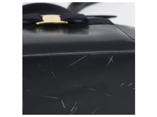 Borsa a mano Salvatore Ferragamo in pelle 2 in 1 blu navy oro Auth ki6504 D'oro - vista 7
