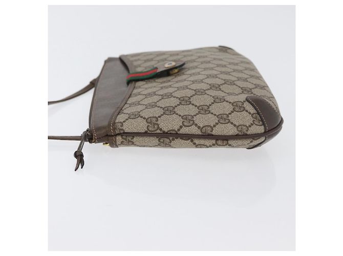 Borsa a Spalla Gucci GG Supreme Web Sherry Line PVC Beige 904 02 026 Auth 172873 - vista 5