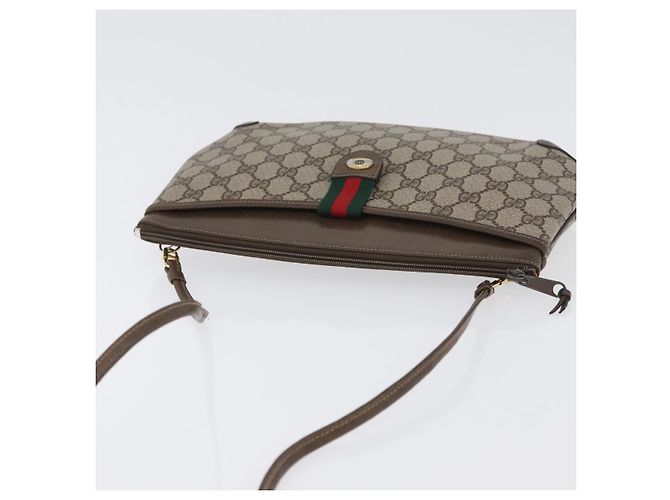 Borsa a Spalla Gucci GG Supreme Web Sherry Line PVC Beige 904 02 026 Auth 172873 - vista 6