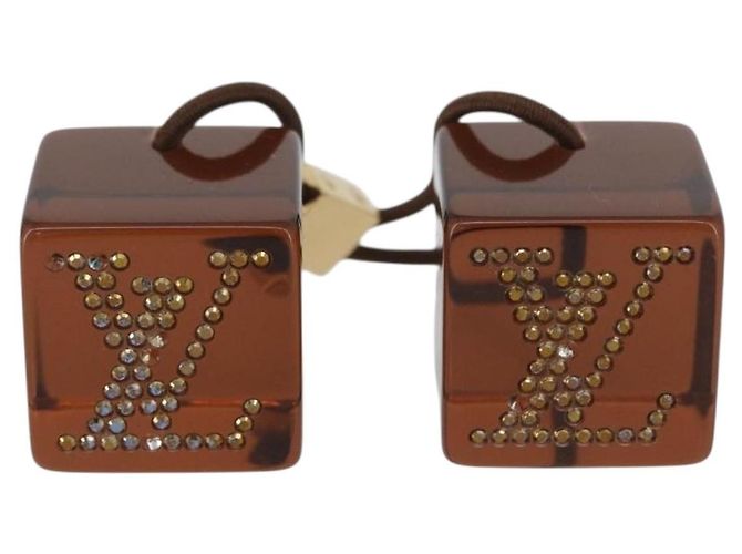 LOUIS VUITTON Clip per Capelli Cube in Plastica Marrone LV Auth BA11080 - vista 2