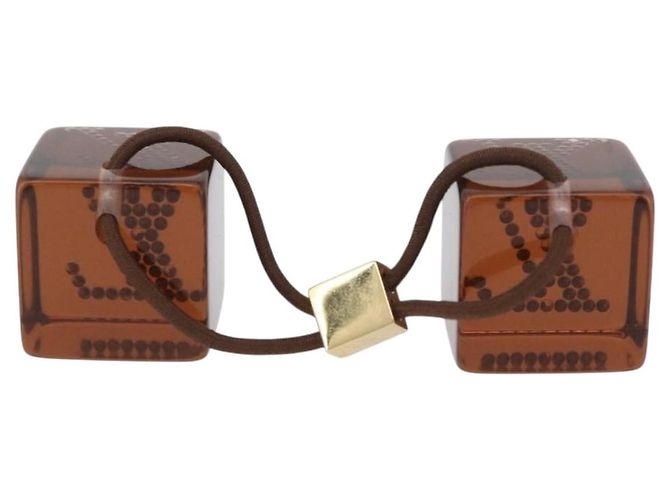 LOUIS VUITTON Clip per Capelli Cube in Plastica Marrone LV Auth BA11080 - vista 3