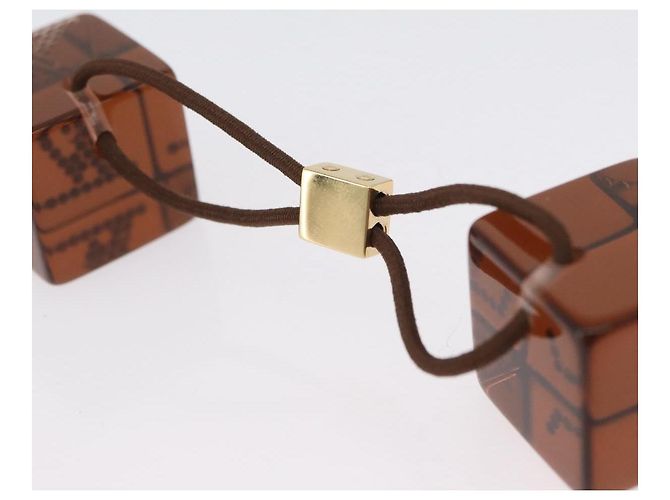 LOUIS VUITTON Clip per Capelli Cube in Plastica Marrone LV Auth BA11080 - vista 5