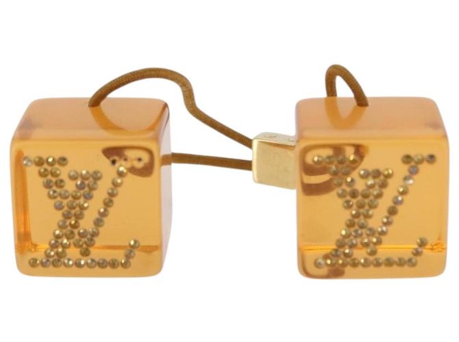 LOUIS VUITTON Clip per Capelli Cube in Plastica Marrone LV Auth BA11080 - vista 6