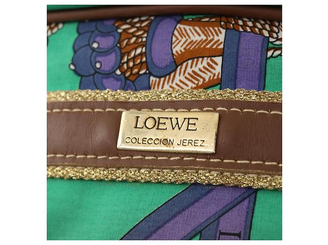 Borsa a Spalla LOEWE in Tela Verde Oro Auth BA10740 D'oro - vista 11