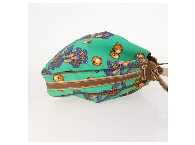Borsa a Spalla LOEWE in Tela Verde Oro Auth BA10740 D'oro - vista 3