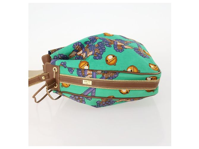 Borsa a Spalla LOEWE in Tela Verde Oro Auth BA10740 D'oro - vista 4