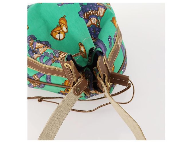 Borsa a Spalla LOEWE in Tela Verde Oro Auth BA10740 D'oro - vista 6