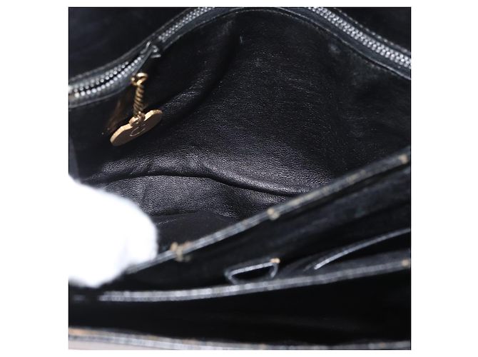 Borsa a Spalla CÉLINE Carrozza in Pelle Nera e Oro Auth bs33584 Nero D'oro - vista 22