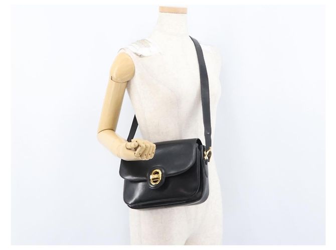Borsa a Spalla CÉLINE Carrozza in Pelle Nera e Oro Auth bs33584 Nero D'oro - vista 26