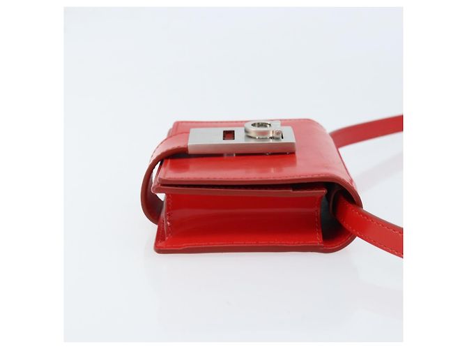 Borsa a Spalla Gancini in Pelle Rossa e Argento di Salvatore Ferragamo Auth BA10529 Rosso - vista 3