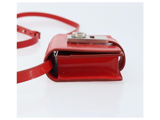 Borsa a Spalla Gancini in Pelle Rossa e Argento di Salvatore Ferragamo Auth BA10529 Rosso - vista 4