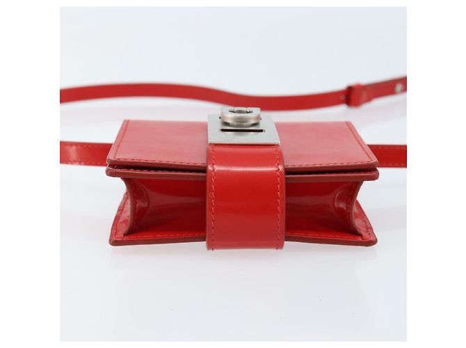 Borsa a Spalla Gancini in Pelle Rossa e Argento di Salvatore Ferragamo Auth BA10529 Rosso - vista 5