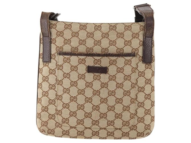 Borsa a Spalla GG Canvas Gucci Beige Argento 122793 Auth ep13100 - vista 2