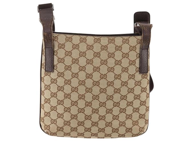 Borsa a Spalla GG Canvas Gucci Beige Argento 122793 Auth ep13100 - vista 3