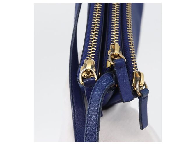 Céline Borsa a Spalla Trio Grande in Pelle Blu Oro Auth ki6539 D'oro - vista 10