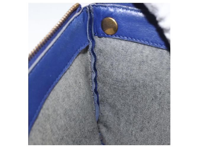 Céline Borsa a Spalla Trio Grande in Pelle Blu Oro Auth ki6539 D'oro - vista 20