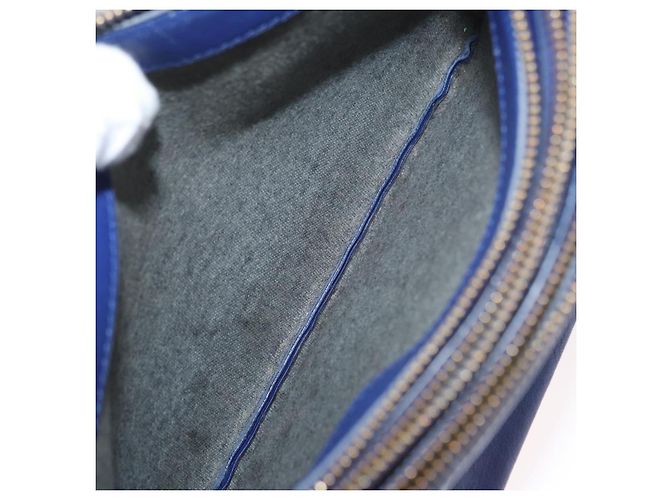 Céline Borsa a Spalla Trio Grande in Pelle Blu Oro Auth ki6539 D'oro - vista 22