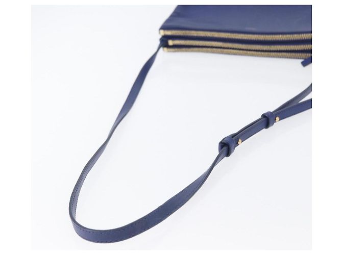 Céline Borsa a Spalla Trio Grande in Pelle Blu Oro Auth ki6539 D'oro - vista 7