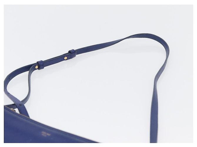 Céline Borsa a Spalla Trio Grande in Pelle Blu Oro Auth ki6539 D'oro - vista 8
