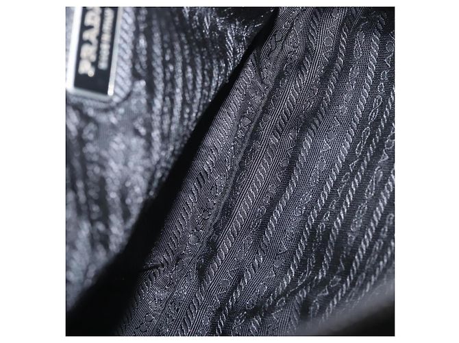 Borsa Tote Prada in nylon nero argento Auth bs32788 - vista 11