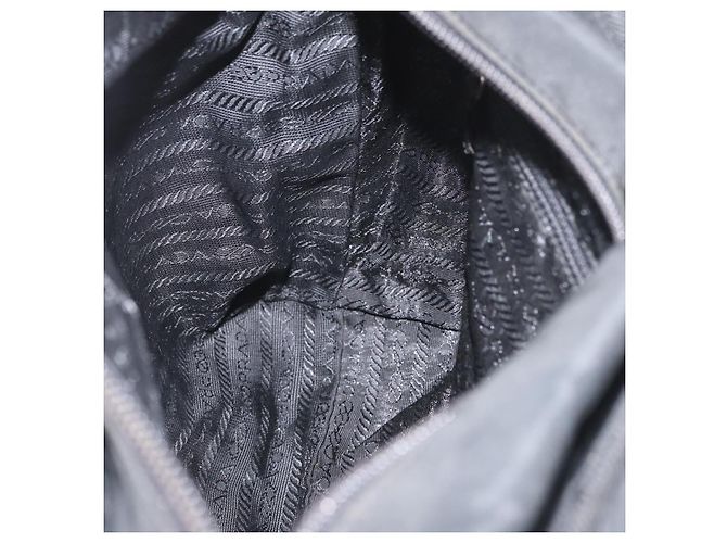 Borsa Tote Prada in nylon nero argento Auth bs32788 - vista 19