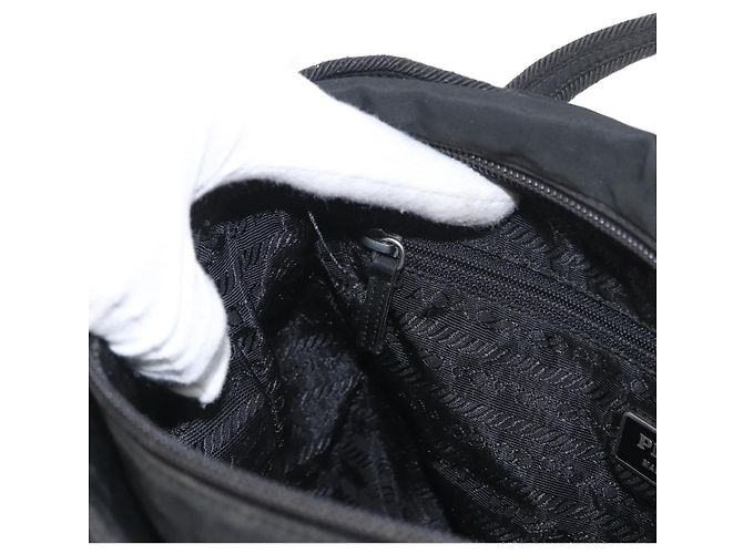 Borsa Tote Prada in nylon nero argento Auth bs32788 - vista 20